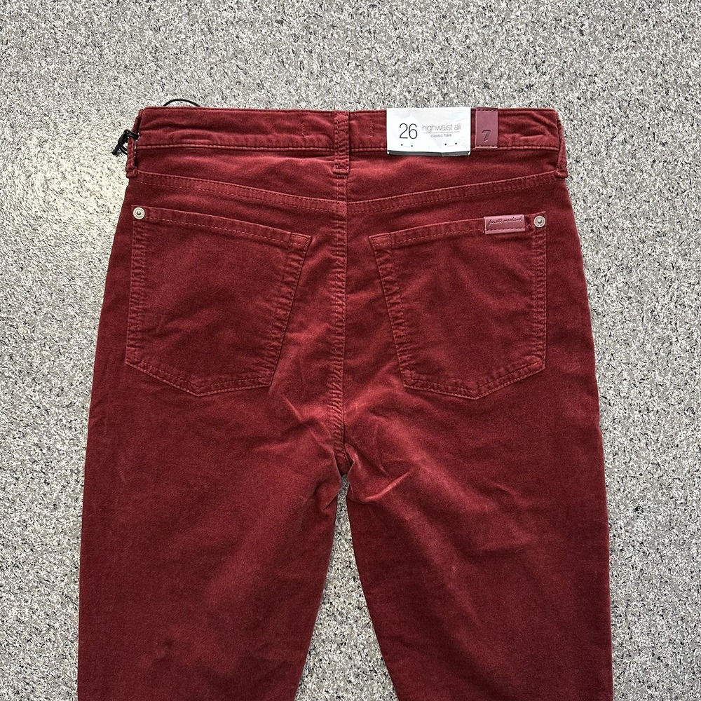 7 For All Mankind Classic Flare Jeans Womens 26x33 Red Velvet High Rise Ali - Picture 4 of 9